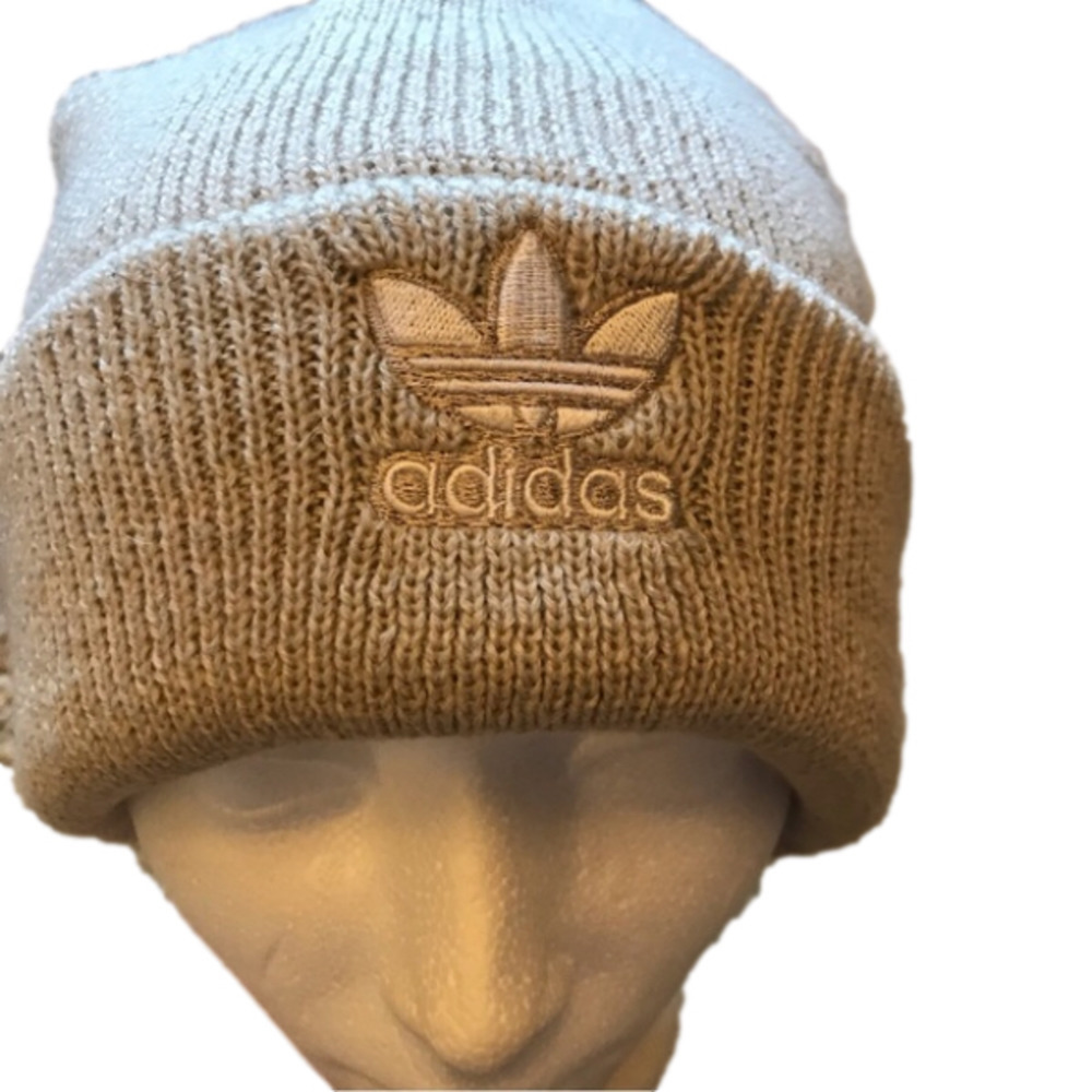 ADIDAS knitted winter hat toque cream colour one size.
